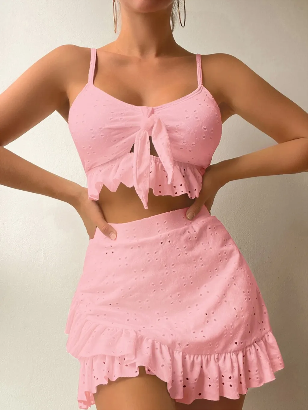 MIRELLA | 2-Delige Ruffle Set van Eyelet Kant