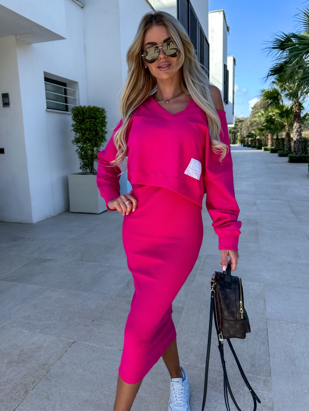 Ava Vrouwen Tweedelige Set | Elegante Midi Jurk met Sweatshirt 4