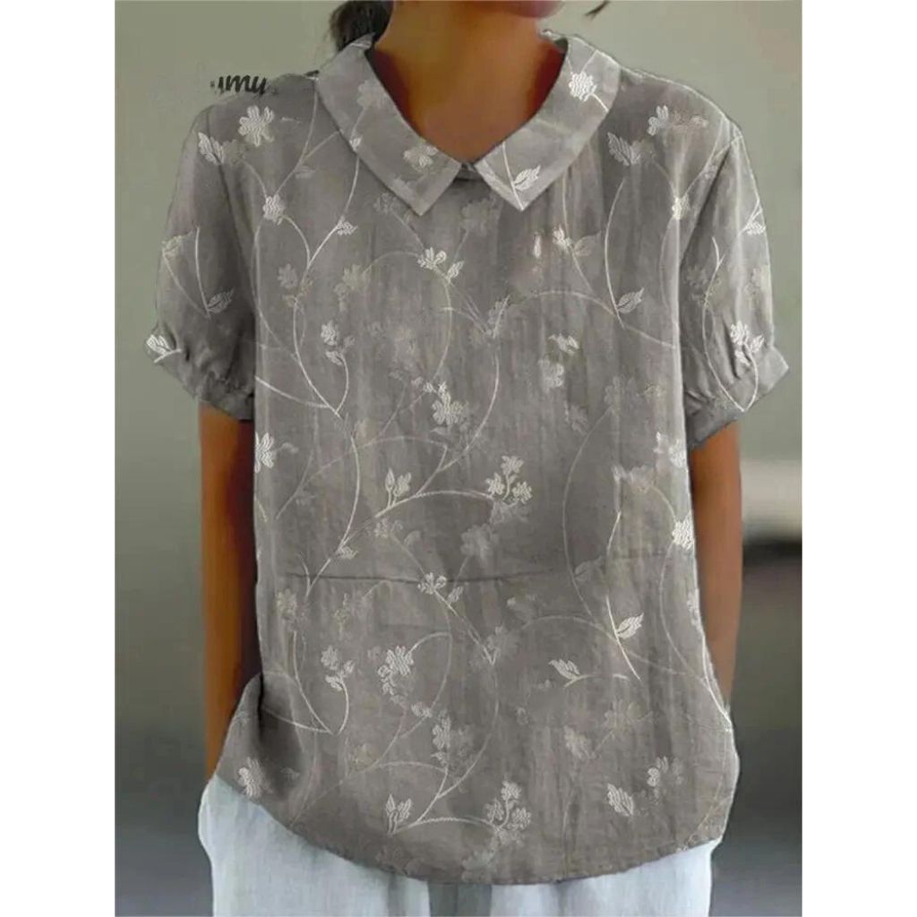 Bella Dames Bloemenblouse | Losse Pasvorm, Polyester, Korte Mouwen 5