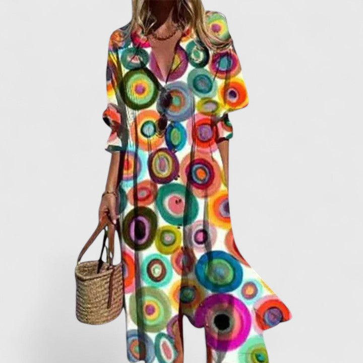 Bella Dames Midi Jurk | Bloemenprint, Knoopsluiting, Zomerjurkje 6