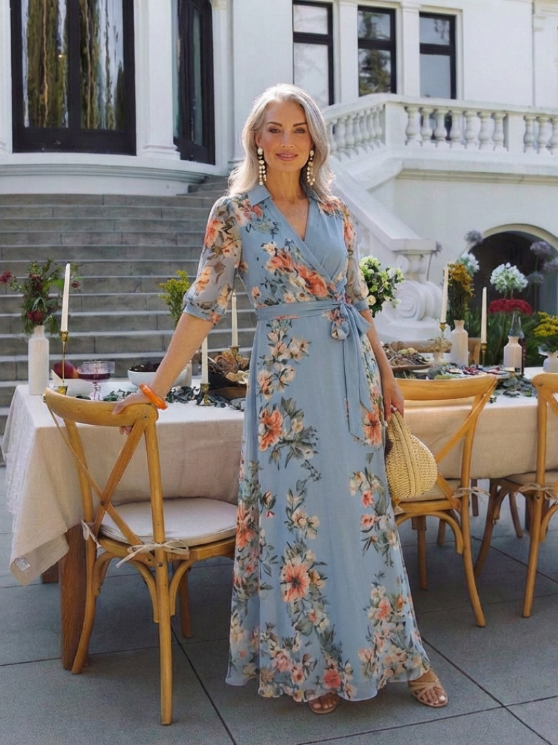 Elysia Dames Maxi Jurk | Bloemenprint, V-hals, Lichtgewicht 6