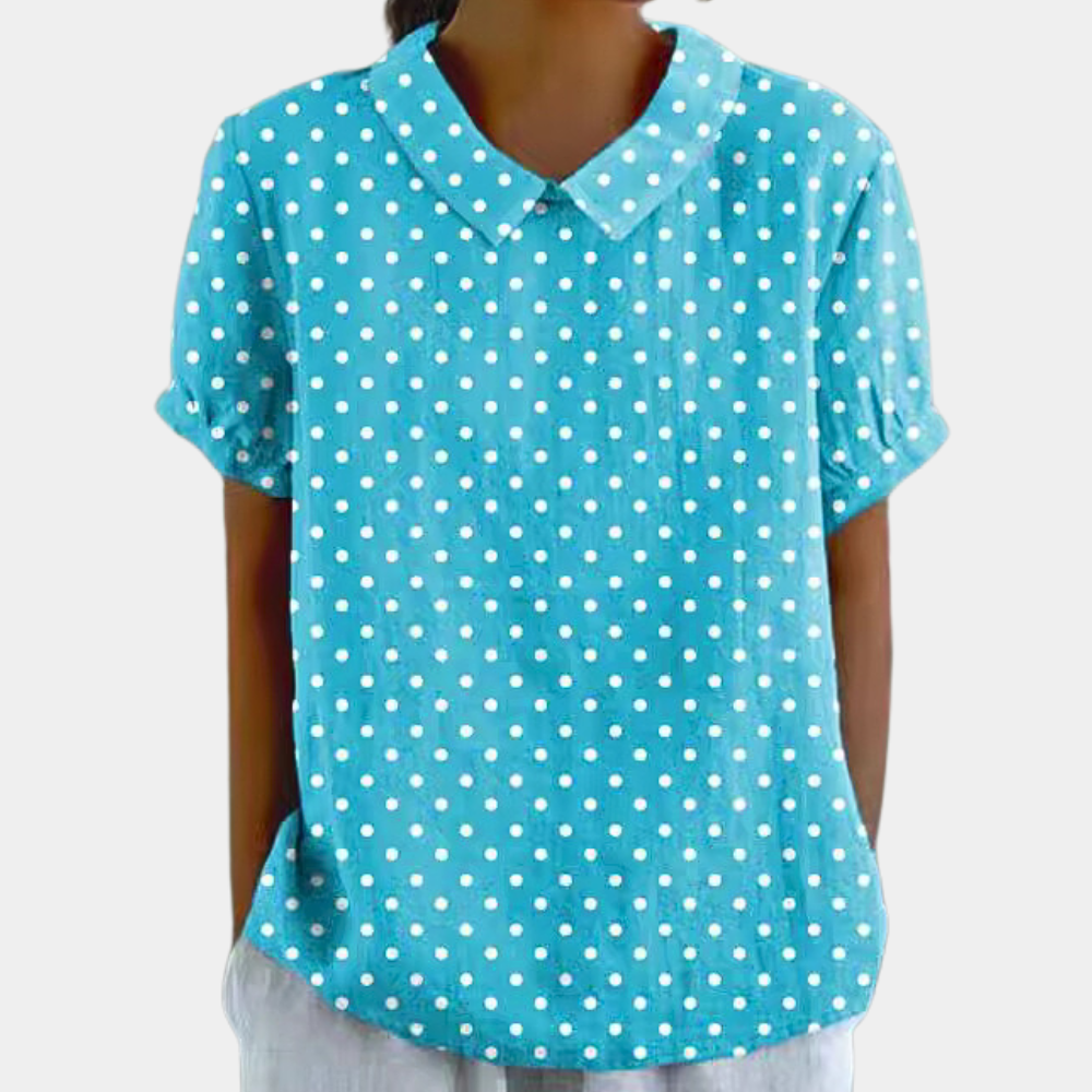 Holly Dames Blouse | Ademend Katoen met Peter Pan Kraag 2