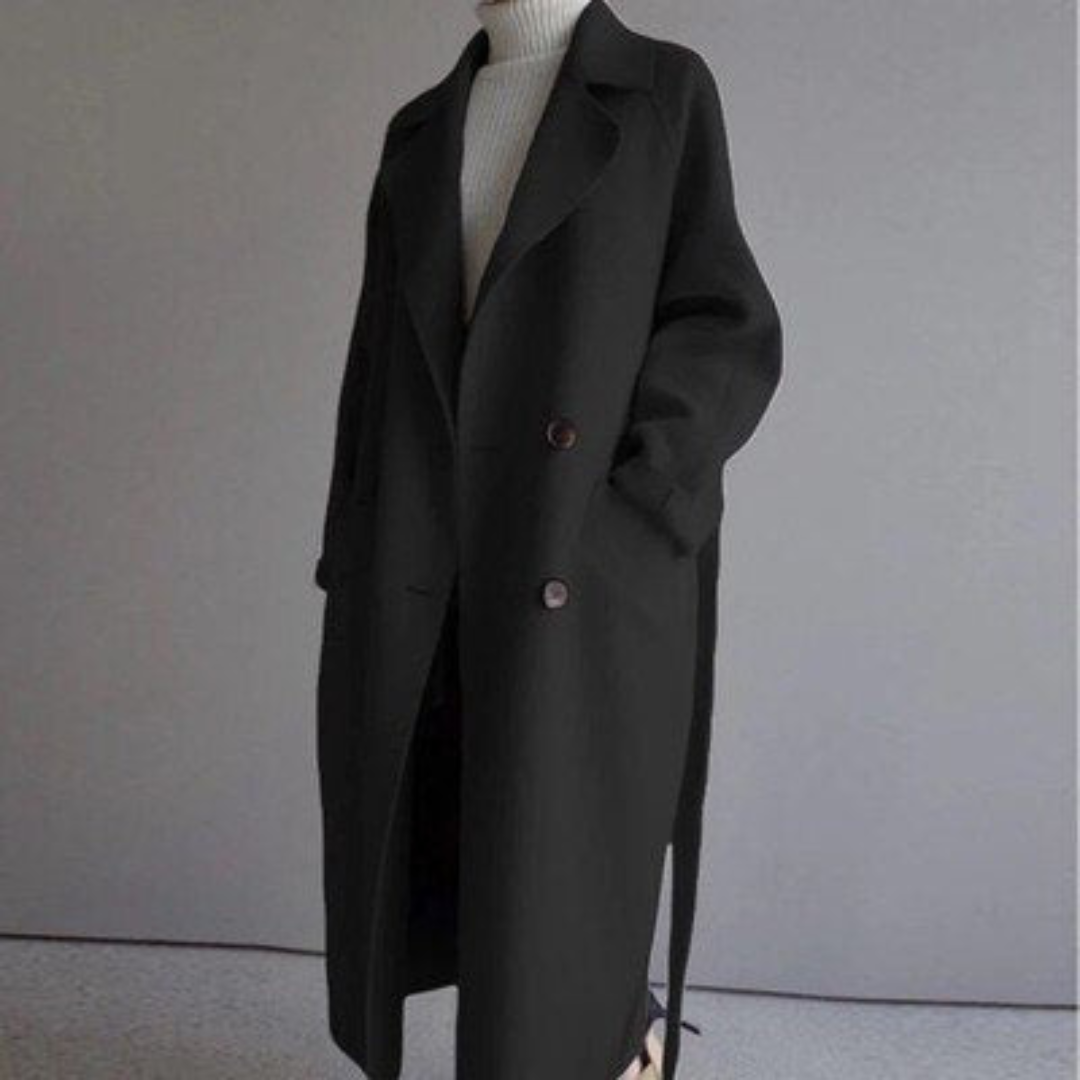 Jade Dames Trenchcoat Zwart | Luxe Tweed, Getailleerd