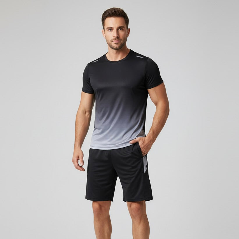Milo Mannen Sportset | Ademend Polyester, Slim Fit met Kleurverloop