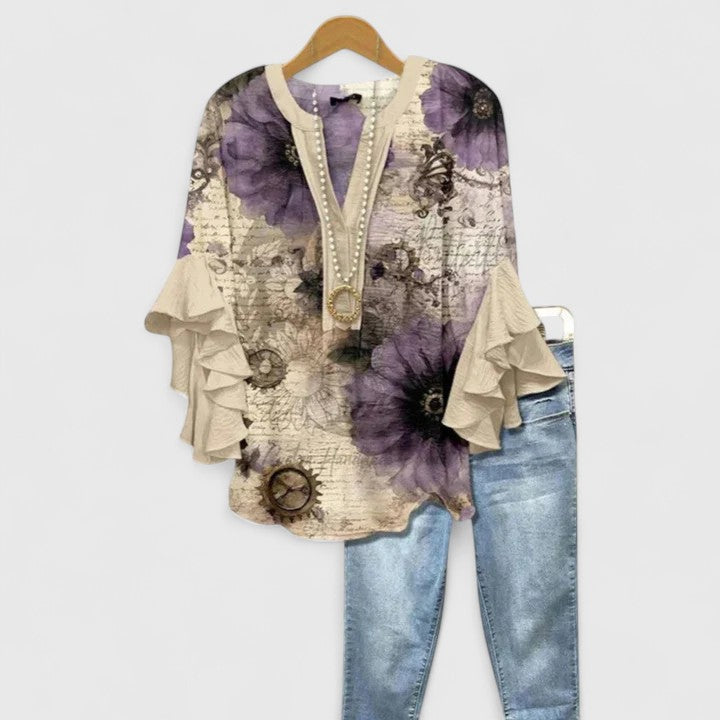 Phaedra Dames Top | Bloemenprint met Ruches, 100% Katoen 9