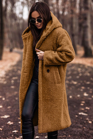 Sari Dames Trenchcoat | Luxe Teddy Stof, Met Capuchon