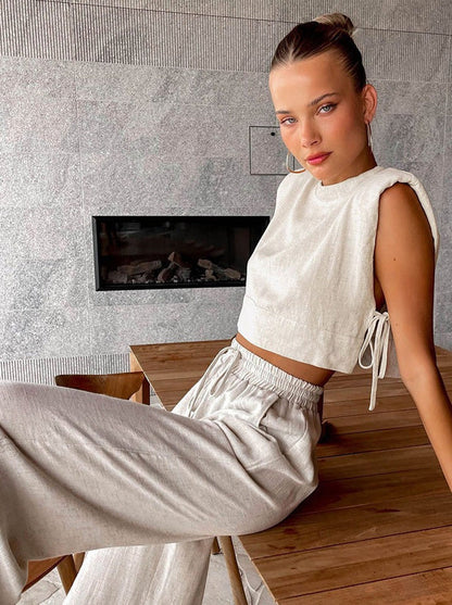 NALANI | Zomers setje met cropped top en wijde broek