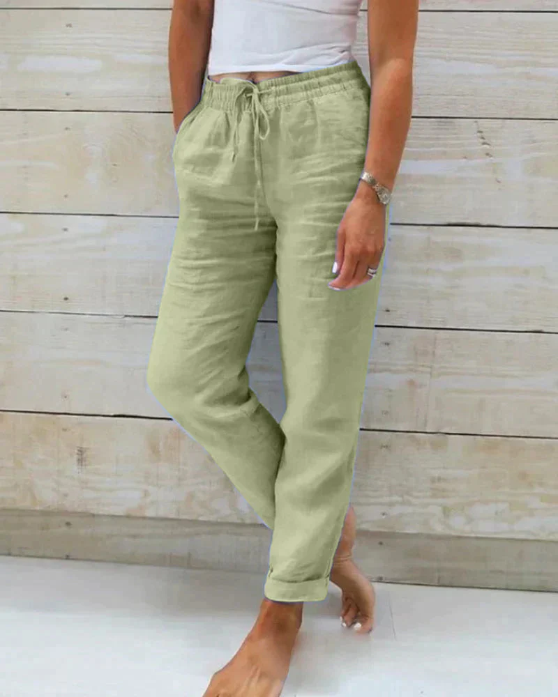 NOÉVA | zomerbroek met elastische taille en rechte pijpen