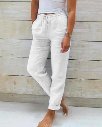 NOÉVA | zomerbroek met elastische taille en rechte pijpen