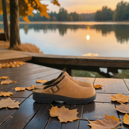 Brivon | Unisex Suède Clogs met Verstelbare Gesp