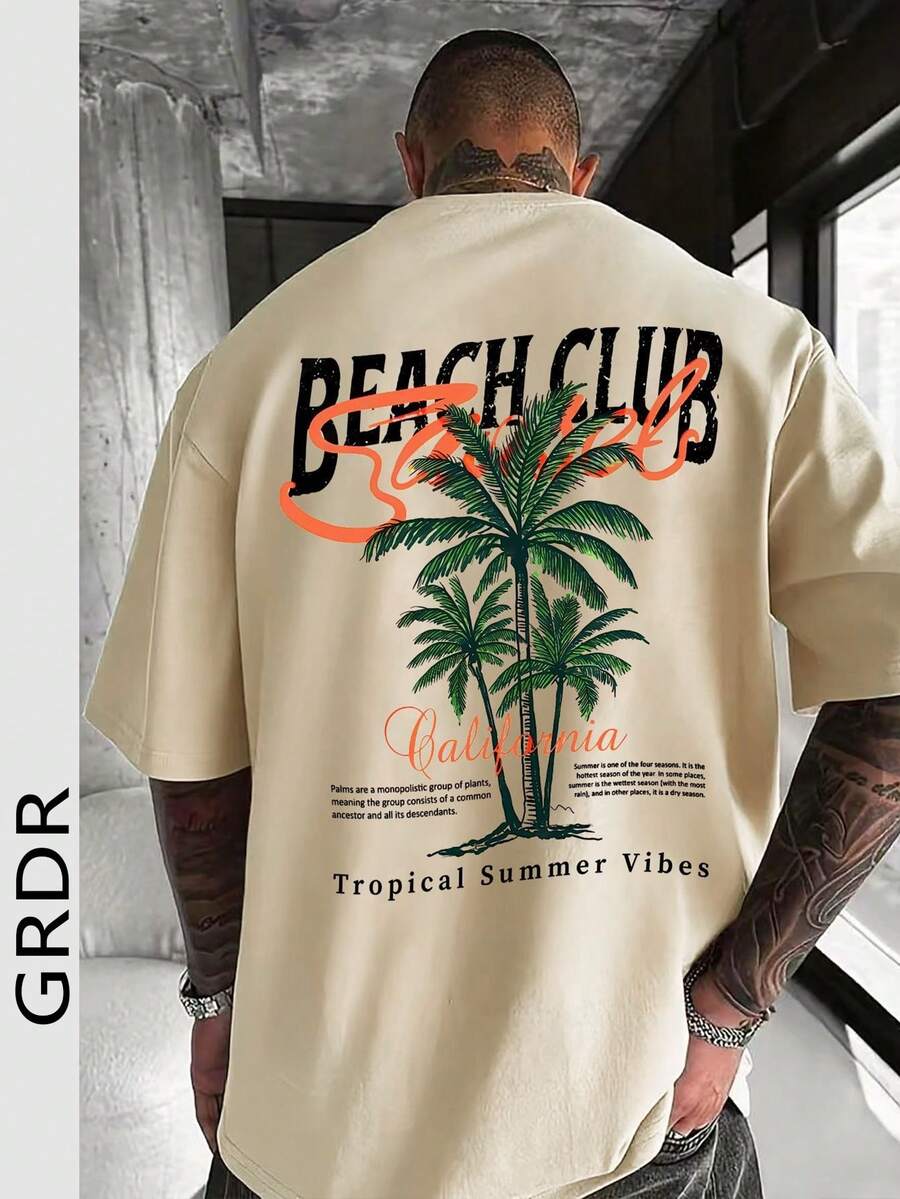 Casual mintgroen heren T-shirt met print en oversized fit