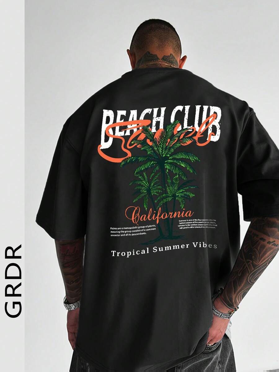 Casual mintgroen heren T-shirt met print en oversized fit