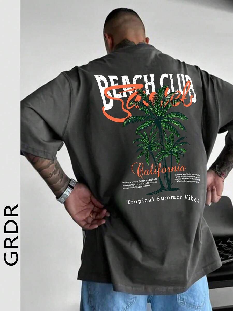 Casual mintgroen heren T-shirt met print en oversized fit