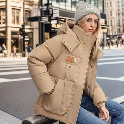 Lange dames puffer winterjas met dons
