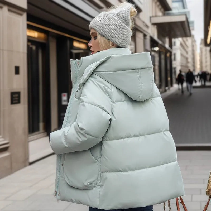 Lange dames puffer winterjas met dons