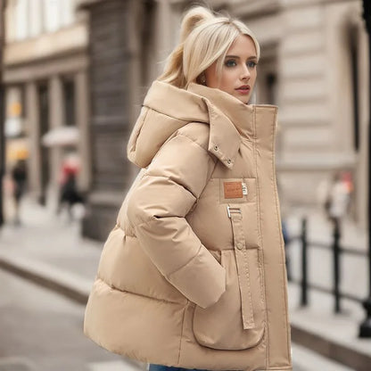 Lange dames puffer winterjas met dons