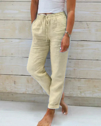 NOÉVA | zomerbroek met elastische taille en rechte pijpen