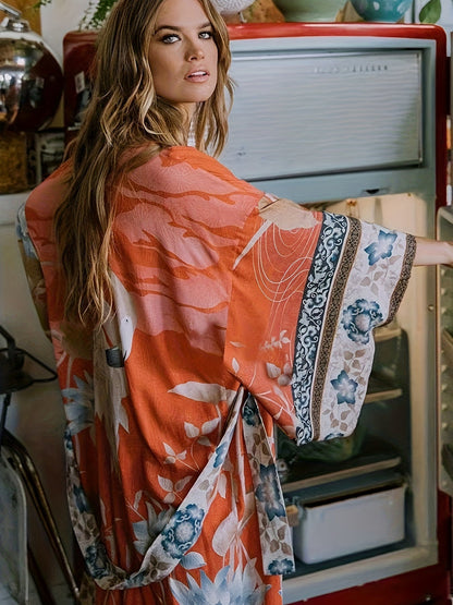 Yumea | Lange Kimono met Bloemenprint voor Dames