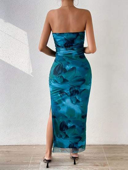 SERENNA | Strapless bodycon avondjurk met hoge split
