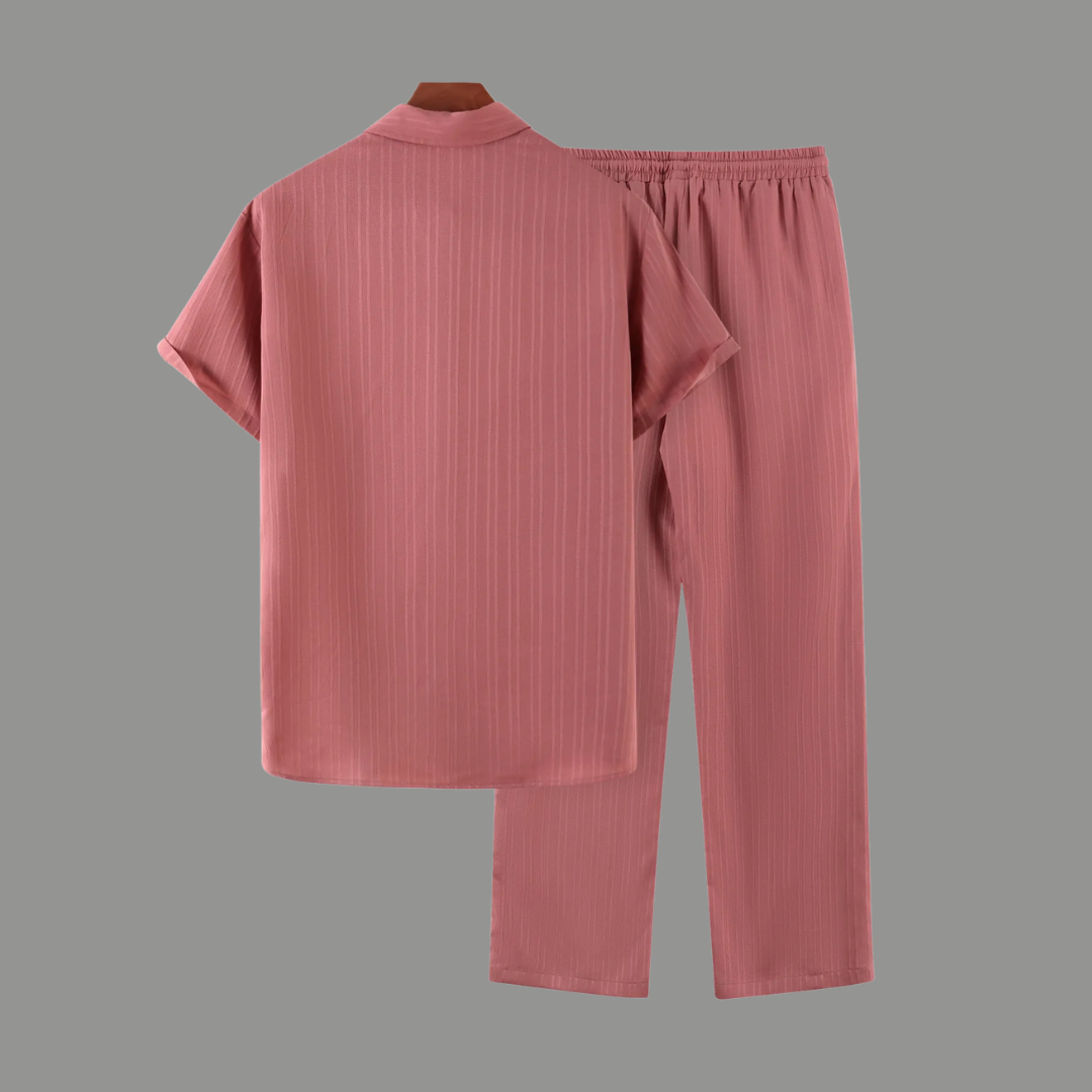 Zwart heren co-ord set met opstaande kraag – moderne Japanse stijl met luxe uitstraling