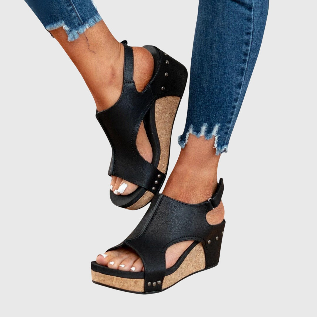 Adele Dames Sandalen | Gedempte Binnenzool, Lichtgewicht Sleehak 6