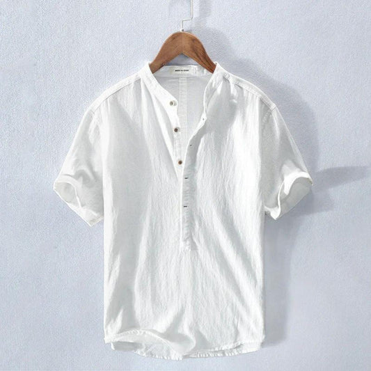 Amalfi Heren Overhemd | Katoenmix, Casual Henley-kraag 0