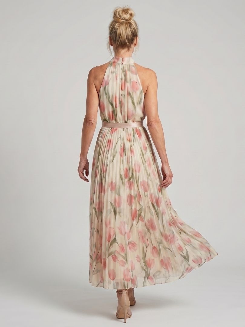 Aurel Dames Midi Jurk | Bloemenpatroon, Halterhals, Lichtgewicht 5