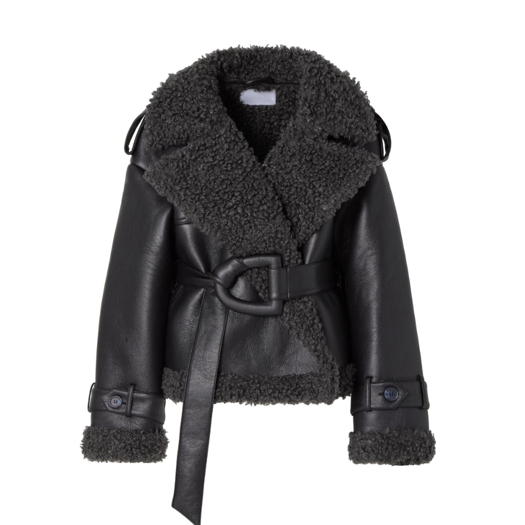 Ava Dames Winterjas | Luxe PU-Leer met Oversized Ceintuur