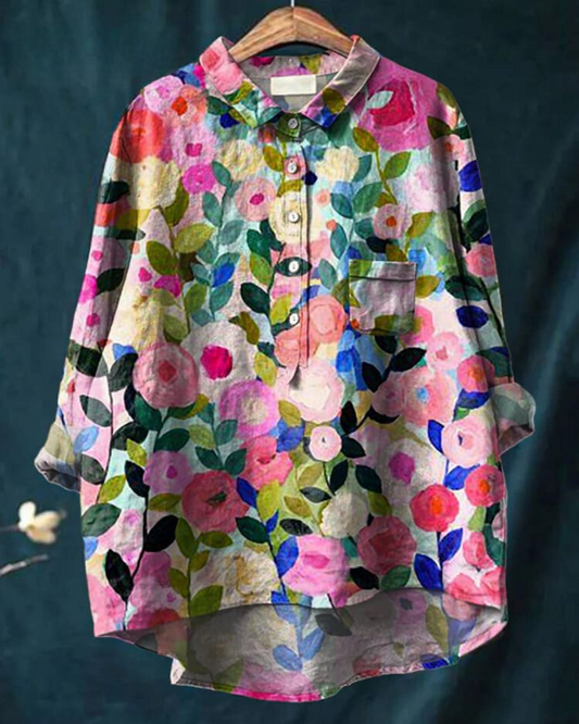 Bella Witte Blouse Dames | Luchtige Pasvorm met Bloemenprint 0