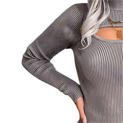 DALINA | Aansluitende Ribjurk met Cut-Out Detail