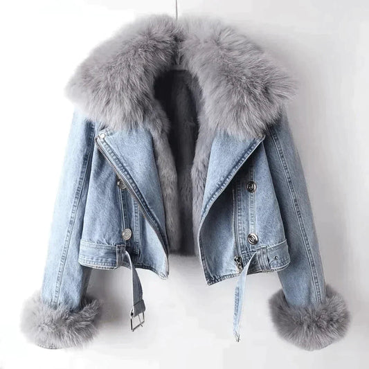 Eden Dames Jas Winter | Denim Met Bontaccenten, Luxe Comfort 0