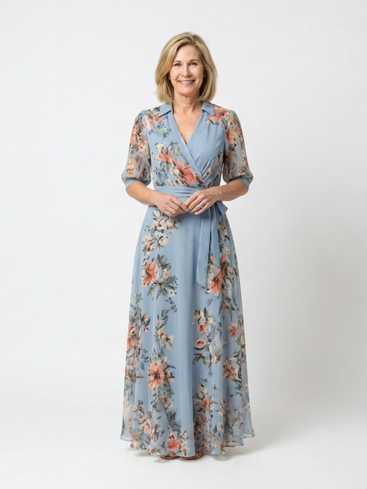 Elysia Dames Maxi Jurk | Bloemenprint, V-hals, Lichtgewicht 0
