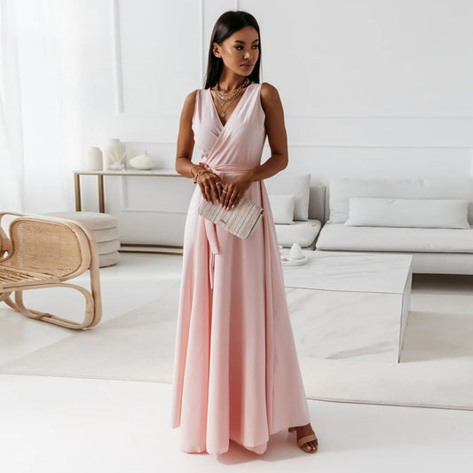 Evelyn Dames Maxi-jurk | Mouwloos, V-hals, Elegante Stijl 0