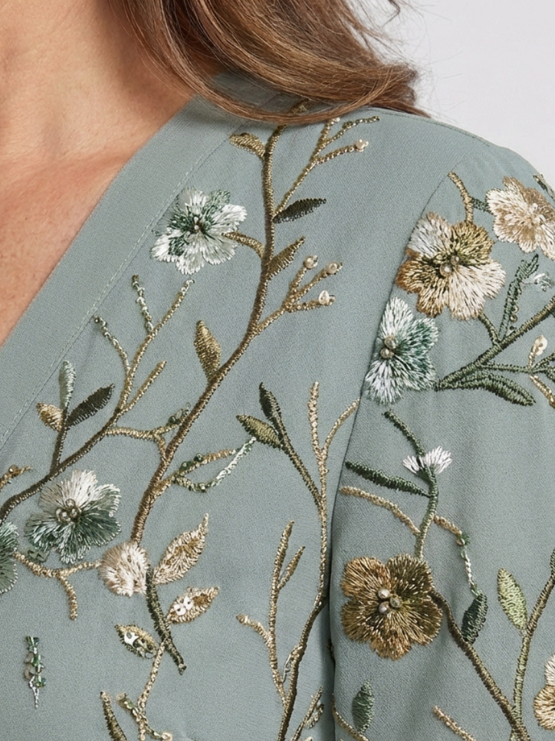 Evelyn Dames Maxi Jurk | Zachte V-hals, Bloemenprint, Luchtig 2