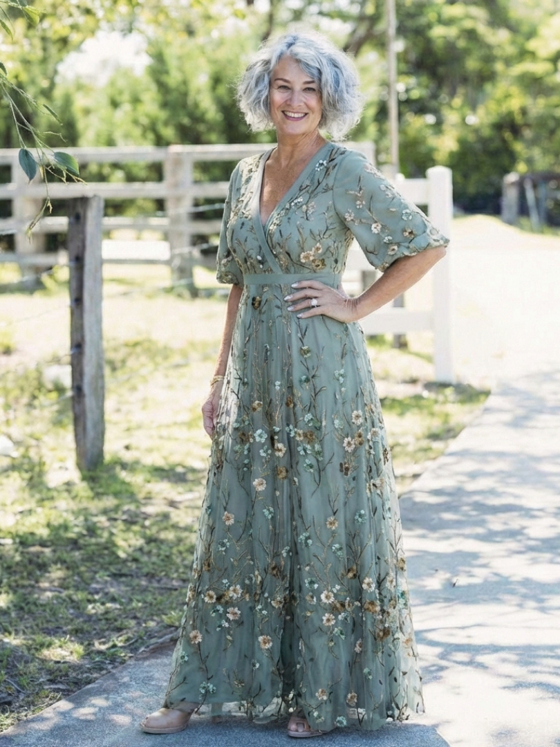 Evelyn Dames Maxi Jurk | Zachte V-hals, Bloemenprint, Luchtig 7