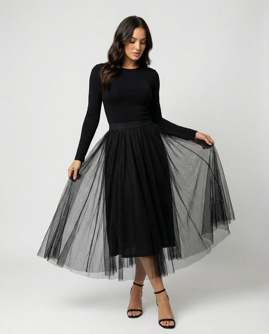 Evelyn Dames Rok | Hoge Taille, Enkellang, Elegant 0