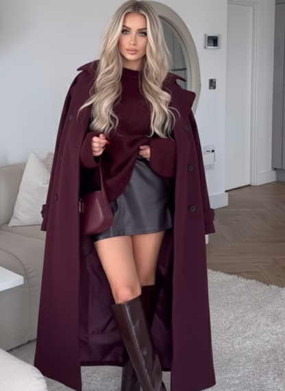 Royal Burgundy Wool Coat
