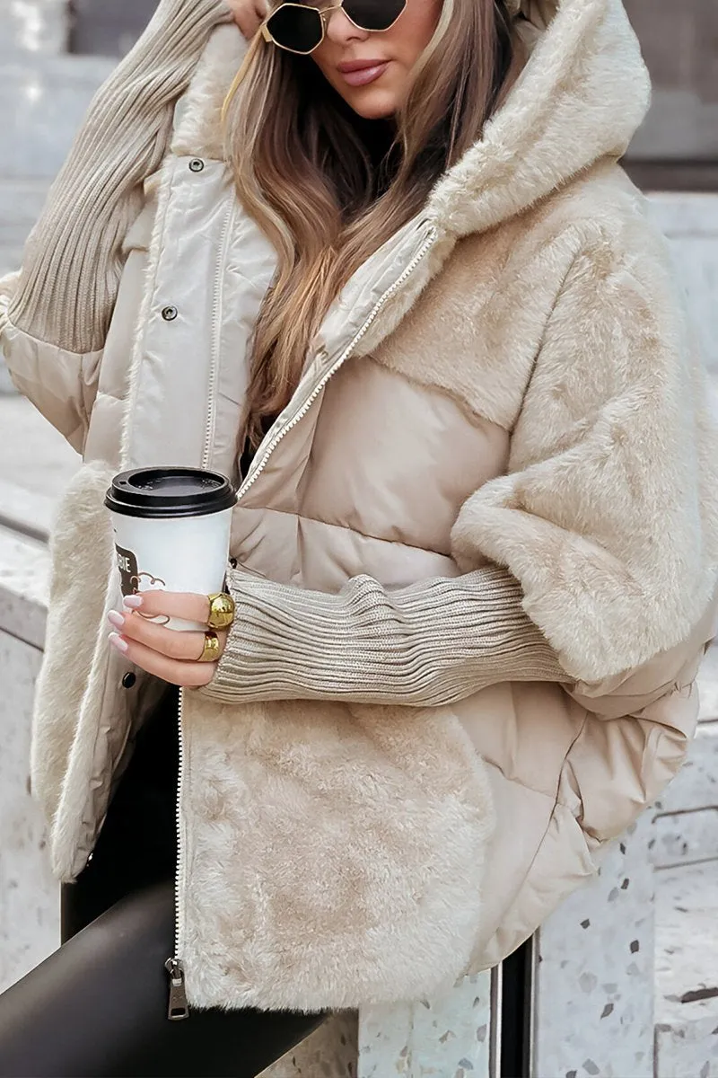 Gewatteerde Lange Winterjas Dames met Capuchon en Meerkleurig Design voor Warmte en Comfort