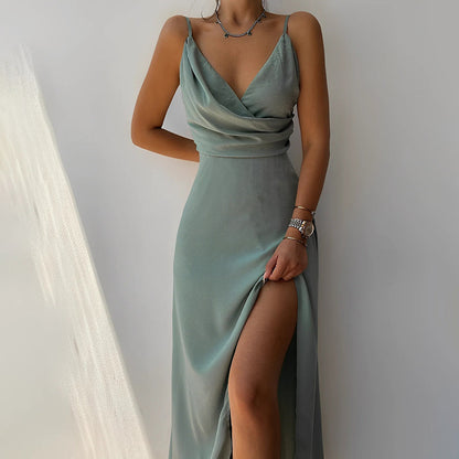 Sorella | Elegante Maxi Jurk met Overslag en Hoge Split