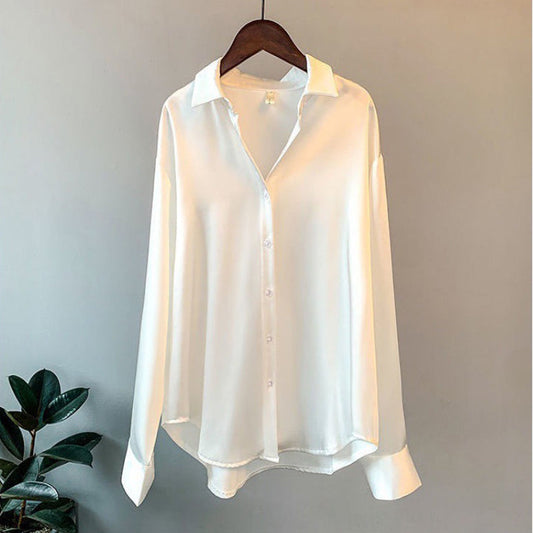 Hilde Witte Blouse Dames | Zachte Polyester, Losse Pasvorm met Ruches 0
