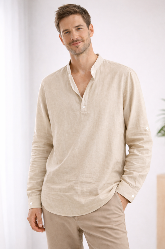 Hugo Heren Henley Shirt | Lichtgewicht Geweven Stof, Ademend 0