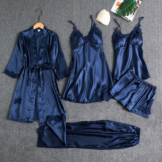 Lina Dames Pyjamaset | Vijfdelige Set met Kant, Luxe en Comfortabel 0