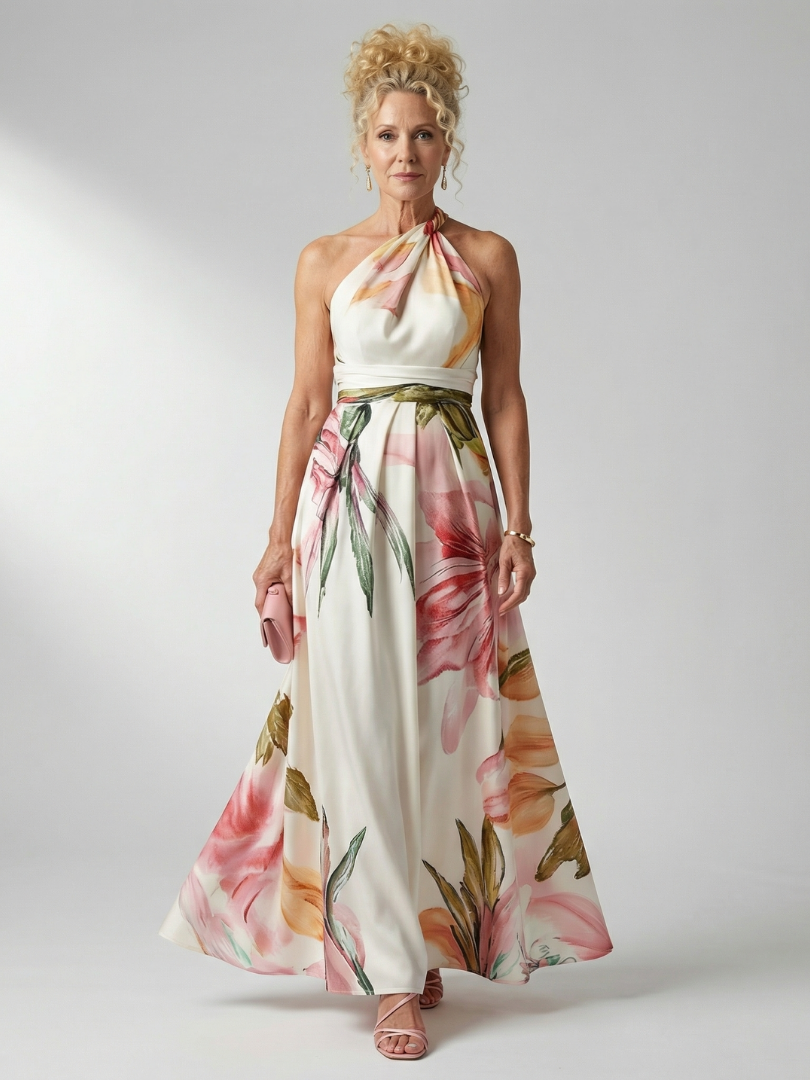 Mira Dames Maxi Jurk | Lichte Stof Met Bloemenprint, Mouwloos 0