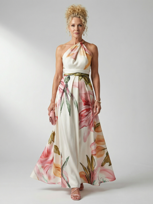 Mira Dames Maxi Jurk | Lichte Stof Met Bloemenprint, Mouwloos 0