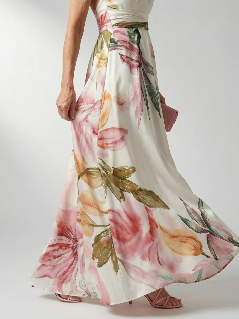 Mira Dames Maxi Jurk | Lichte Stof Met Bloemenprint, Mouwloos 2