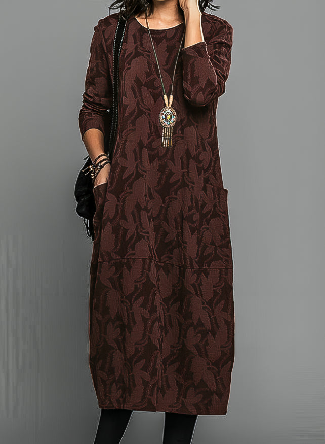 Mira Dames Midi Jurk | Zachte Stof, Relaxed Fit met Subtiele Print 1