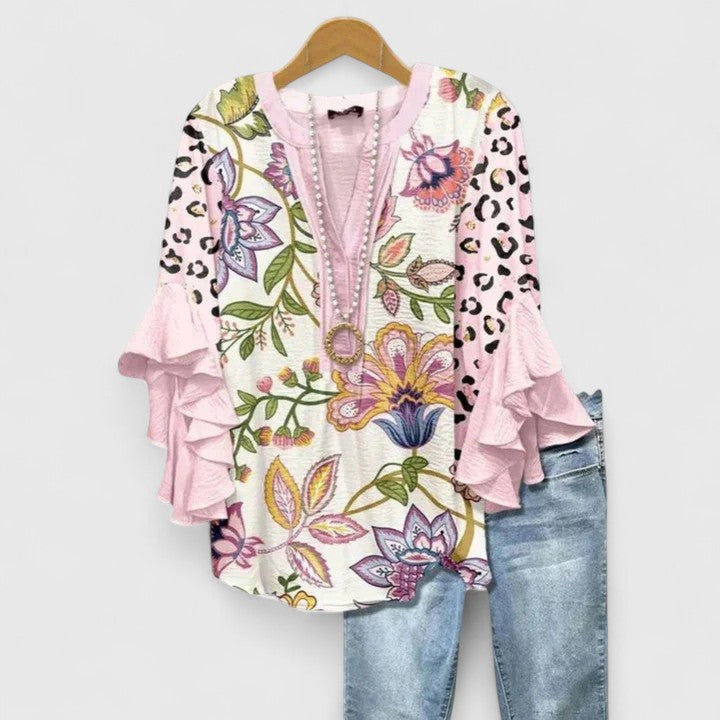Phaedra Dames Top | Bloemenprint met Ruches, 100% Katoen 7