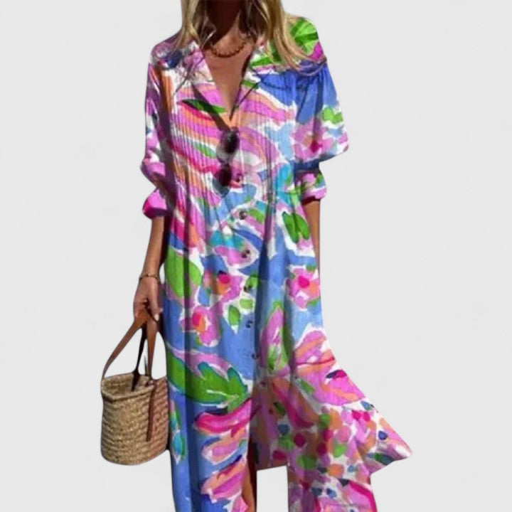 Pia Lange Jurk Dames | Boho Chic, Flatterende Pasvorm, Kleurrijk 4