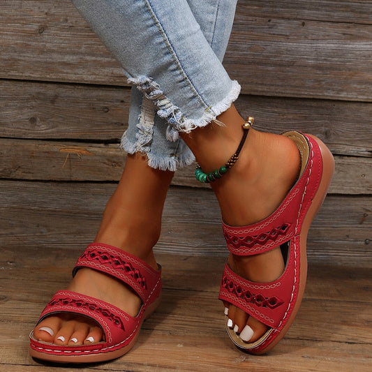 Rosa Gevoerde Sandalen voor Dames | PU-Materiaal, Ademend 0