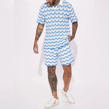 ZAYN | Gebreide Zomer Set voor Heren met Zigzagpatroon